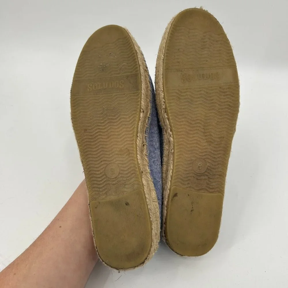 SOLUDOS X MARY MATSON Blue Yellow Sunshine Slip On Espadrille Flats Shoes Size 8